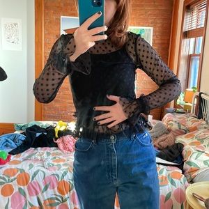 Polkadot Tulle Sheer Blouse